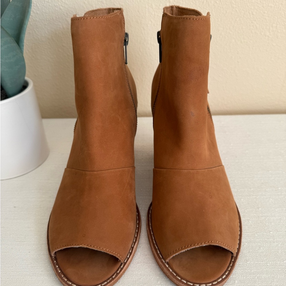 Corso Como Brown Suede Peep Toe Heeled Ankle Boots